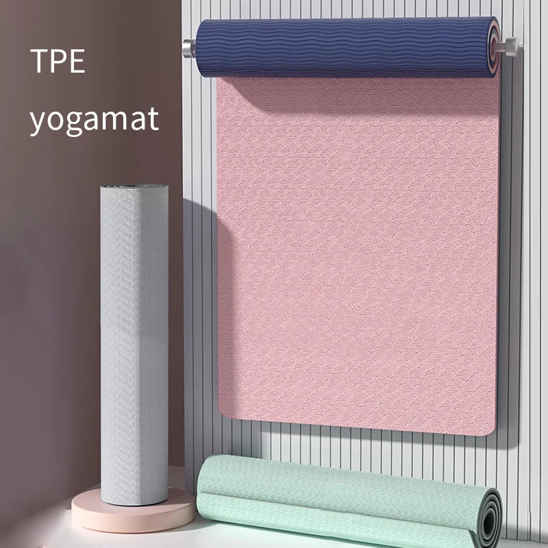 Yoga Mat,Double-Sided Non Slip Eco Friendly Fitness Exercise Mat with Strap TPE Yogamats for Women Men,For Yoga,Pilates,Exercise